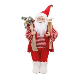 Noel Em Pe Colete Camisa Listrada E Ski Vermelho