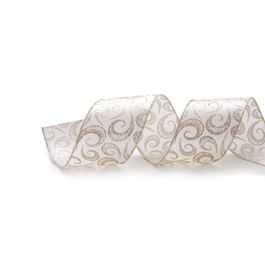 Fita Ondas Branco/Ouro