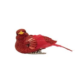 Passaro Com Glitter Vermelho Passaros