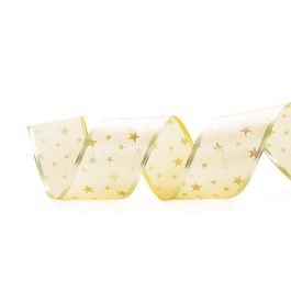 Fita Cetim Estrelas Ouro