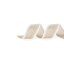Fita Juta Borda Renda Natural/Branco