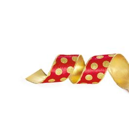 Fita Veludo Bolas Vermelho/Ouro