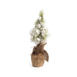MINI ARVORE DE NATAL COM BASE BRANCO / VERDE ESCURO