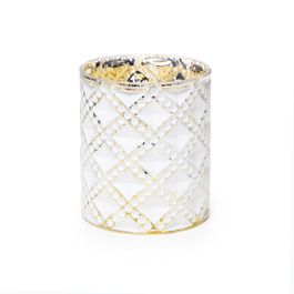 Porta Velas Branco Ouro