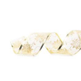 Fita Voal Flores Ouro