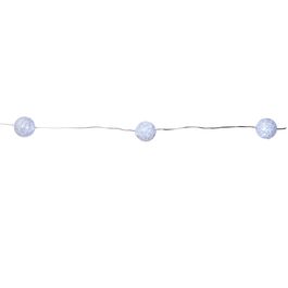 Cordão 20 Leds Bola Craquelada Branco Fio Incolor A Pilha