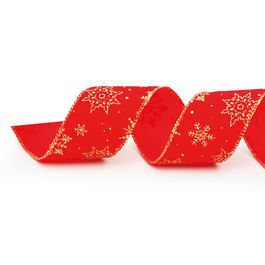 Fita Floco De Neve Vermelho/Ouro