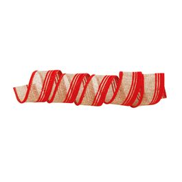 Fita Listras Cru/Vermelho