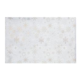 Toalha De Tecido 8 Lugares Retangular Branco Dourado