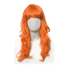 Peruca Longa Ondulada c/ Franja Laranja