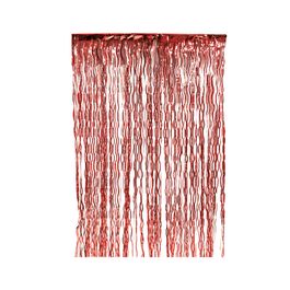 Cortina Decorativa Metal Ondas Vermelha 2m
