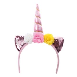 Tiara Unicórnio Paetê Rosa