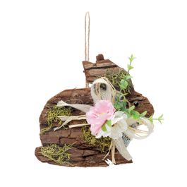 Dec De Madeira Coelho C/Laco E Flores Mrr (Rustic) C/1 UN