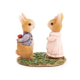 Casal Coelhos Dec Resina C/Flores Clr (Ternura) C/1 UN