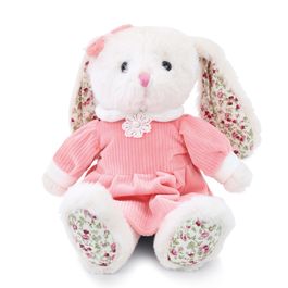 Coelho Pelucia Floral Bco/Ros 20Cm  (Kids) UN  C/1 PC