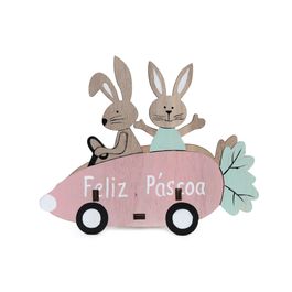 Cachepot Carro 2 Coelhos Ros/Vrd (Fun) C/1 UN