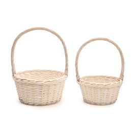 Cesta Decorativa c/ Alça Fixa - Branco (Cestaria)