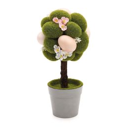 Topiaria Decorativa c/ Ovos - Verde / Rosa (Fondant)
