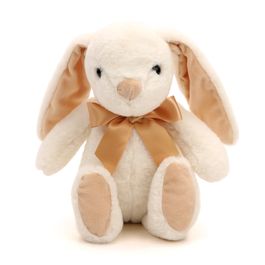 Coelho Decorativo de Pelúcia c/ Orelha Grande e Laço - Creme / Laranja (Kids)