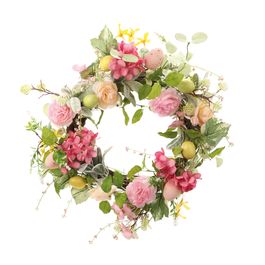 Guirlanda c/ Flores e Ovos - Verde / Rosa / Branco (Fondant)