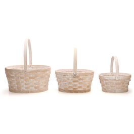 Cesta Decorativa Oval c/ Alça - Branco (Cestaria)