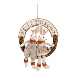 Guirlanda Decorativa c/ Coelhos - Marrom / Bege / Laranja (Mascavo)