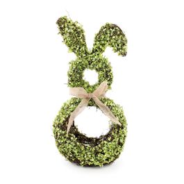 Cesta Decorativa Silhueta Coelho com Folhas cor Verde (Rustic)