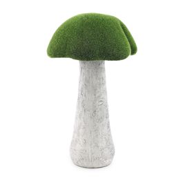 Cogumelo Decorativo com Grama cor Branco/Verde (Mesh)