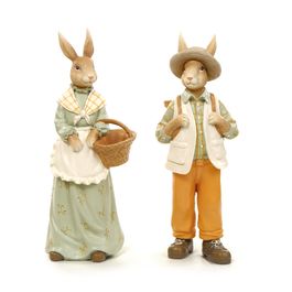 Coelhos Decorativos com Cesta Sortido cor Laranja/Verde (Breeze)