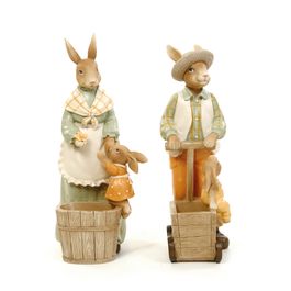 Coelhos Decorativos com Filhotes Sortido cor Laranja/Verde (Breeze)