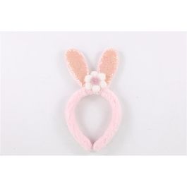 Tiara Orelhas De Coelho Com Glitter E Flor Cor Rosa Claro (Tiaras)