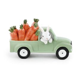 Caminhote Decorativa com Coelho e Cenoura cor Verde/Laranja/Branco (Breeze)