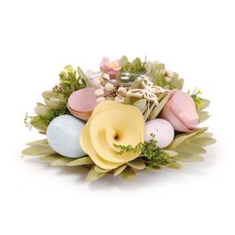 Porta Vela com Flores e Ovos Colorido (Fondant)