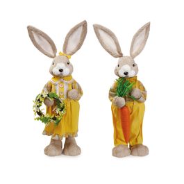 Coelho Decorativo com Cenoura e Guirlanda Sortido cor Bege/Amarelo (Dijon)