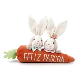 Cenoura Decorativa Feliz Páscoa com Coelhos cor Laranja/Caramelo (Sucrée)