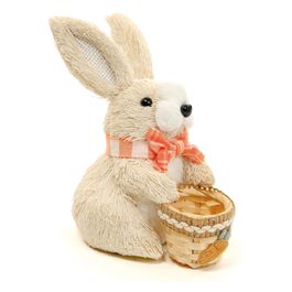 Coelho Decorativo com Cesta e Laço cor Marrom/Laranja/Branco (Laranjeira)