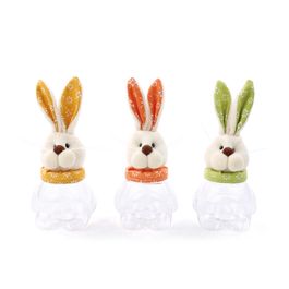 Pote Decorativo com Tampa Coelho Sortido cor Laranja/Verde/Amarelo (Potes)
