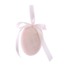 Ovo Decorativo para Pendurar Flocado cor Rosa (Flocked)