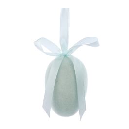 Ovo Decorativo para Pendurar Flocado cor Verde (Flocked)