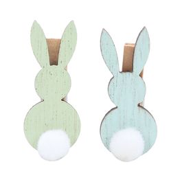 Prendedor Coelhos Pompom cor Verde/Azul Jogo com 8 Peças (Adesivos e Prendedores)