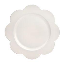 Sousplat com Borda Floral cor Branco ø33cm (Bandejas e Sousplats)