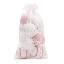 Saco c/ Ovos Galinha Sortidos - Rosa / Branco (Ovos Decorativos)