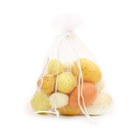 Saco c/ Ovos Galinha / Codorna Sortidos - Laranja / Amarelo (Ovos Decorativos)