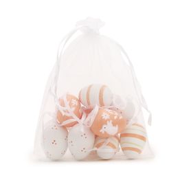 Saco c/ Ovos Codorna Sortidos - Laranja / Branco (Ovos Decorativos)