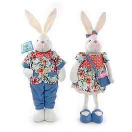 Coelhos Decorativos Sortidos Em Pé c/ Estampa Floral - Colorido (Summertime)
