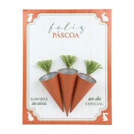 Placa Decorativa c/ Cenouras - Branco / Verde / Laranja (Quadrinhos)