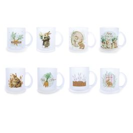 Canecas de Vidro Foscas c/ Coelhos e Cenouras Sortidas - Colorido (Glass)