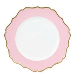 Sousplat Arabesco Friso Ouro cor Branco/Rosa ø33cm (Bandejas e Sousplats)