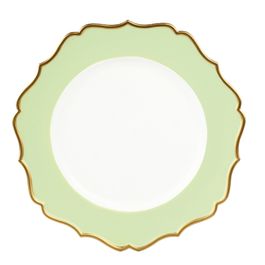 Sousplat Arabesco Friso Ouro cor Branco/Verde ø33cm (Bandejas e Sousplats)