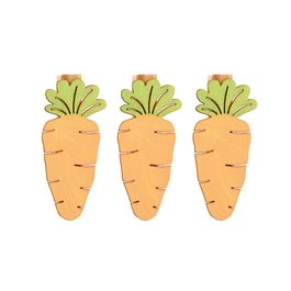 Mini Prendedor Cenoura cor Laranja/Verde Jogo com 6 Peças (Adesivos e Prendedores)